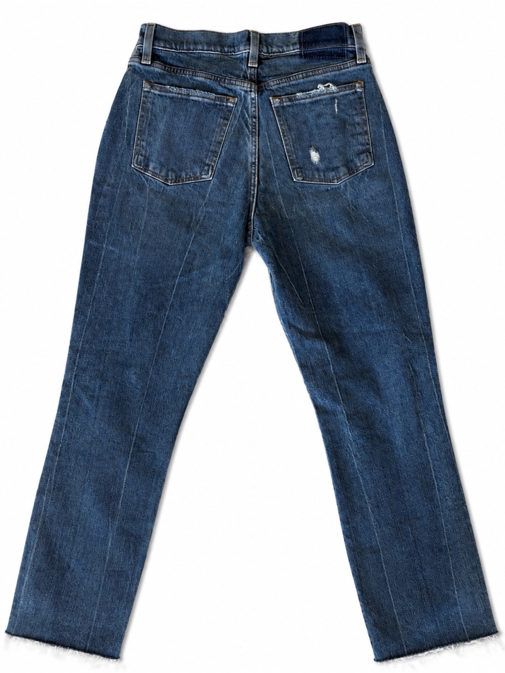 Abercrombie & Fitch High Rise Mom Jeans, Distressed Medium Wash, 4R - Picture 3 of 4